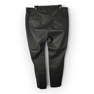 Photo of Eileen Fisher 16P Waxed Skinny Jeans Black Faux Leather Denim Moto Stretch