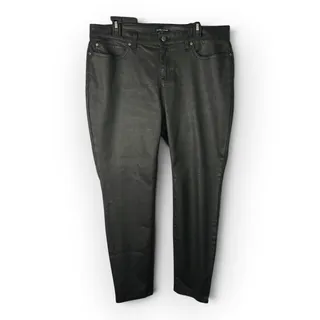 Photo of Eileen Fisher 16P Waxed Skinny Jeans Black Faux Leather Denim Moto Stretch