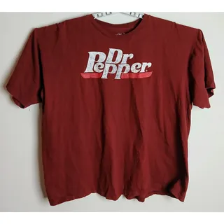 Photo of Dr Pepper Graphic Tee Shirt Mens XL Maroon Red Vintage Distressed Logo Short Sleeve
