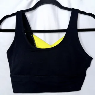 Photo of Zyia Active Women's Size Small Black Yellow Criss Cross Sports Bra