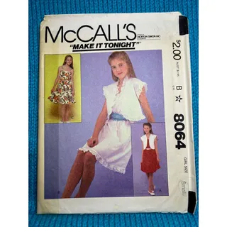 Photo of McCalls 8064 Sewing pattern girls apron dress bolero 1980s Size Small