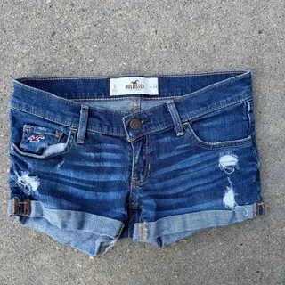 Photo of Y2K Hollister Low Rise Micro Mini Booty Denim Jean Shorts Size 0/24