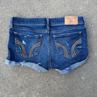 Photo of Y2K Hollister Low Rise Micro Mini Booty Denim Jean Shorts Size 0/24