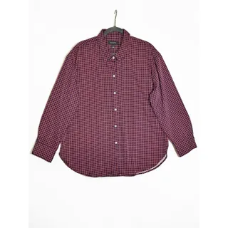 Photo of Banana Republic Women Burgundy and Navy Micro-Check Button-Down Shirt