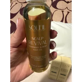 Photo of Soleil Hair Scalp Oil Set Women 3pc Gold NEW Rosemary Mint Peptide Chamomile