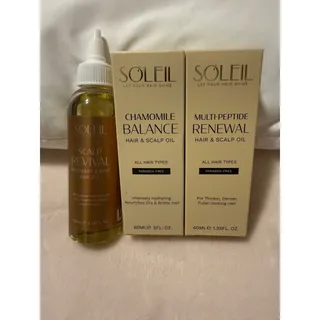 Photo of Soleil Hair Scalp Oil Set Women 3pc Gold NEW Rosemary Mint Peptide Chamomile