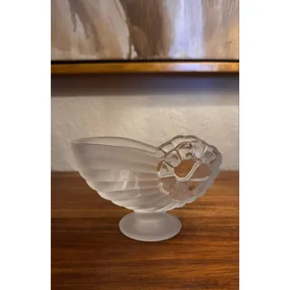 Photo of Vintage Frosted Glass Floral Pedestal Bowl / Candy Dish