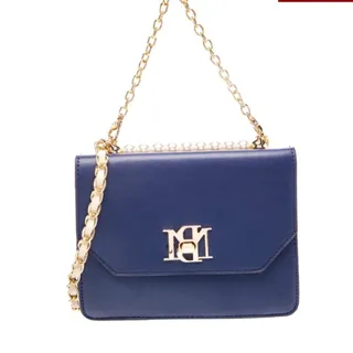 Photo of Badgley Mischka Crossbody Bag Womens Small Navy Blue EUC Pearl Chain Strap