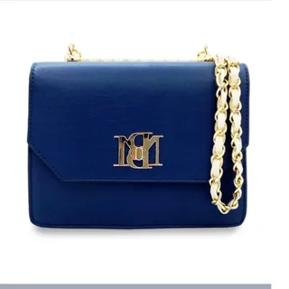 Photo of Badgley Mischka Crossbody Bag Womens Small Navy Blue EUC Pearl Chain Strap