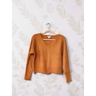 Photo of Sincerely Jules Sweater Womens Small NWT Rust Orange V Neck Ribbed Knit Pullover