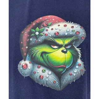 Photo of Anvil Large Dark Blue Grinch Christmas Custom Graphic T-Shirt