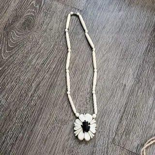 Photo of Antique Hand Carved White Flower Statement Necklace