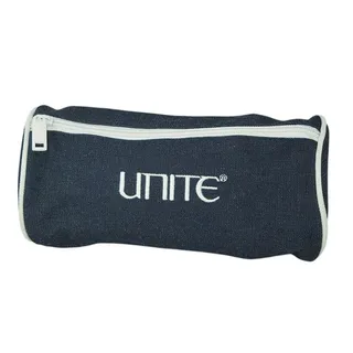 Photo of Unite Denim Barrel Cosmetic Bag Navy Zip Travel Pouch Logo Case 8 Inch
