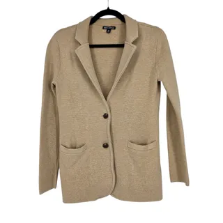 Photo of J.Crew Mercantile Tan Cotton Knit Sweater Blazer Jacket With Pockets Size XS