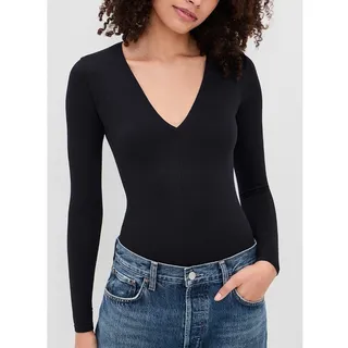 Photo of Commando Prima Ballet Deep-V Long Sleeve Bodysuit One Size Black Stretch Dance