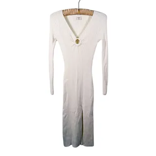 Photo of Abercrombie & Fitch O-Ring Cutout Midi Dress Womens XS White Quiet Luxury Fall