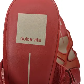 Photo of NWOT Dolce Vita Coral Orange Gitel Mesh & Leather Cutout Heeled Sandals Size 9