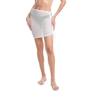 Photo of Sea Level White Surf Sheer Mesh Ruched Drawstring Swim Coverup Mini Skirt Size L
