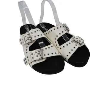 Photo of NWOT MIA White Brooklyn Grommet Double Buckle Faux Leather Slide Sandals Size 9