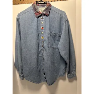 Photo of Andrew’s Blues Scotty Dog Pocket Denim Women’s Vtg Long Sleeve Button Up Shirt