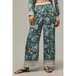 Photo of Maeve Anthropologie Satin Floral Printed Pull-On Pants Size Large NWT