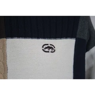 Photo of Vintage Y2K Ecko Unltd Sweater Mens L Colorblock Patchwork Cable Knit Hip Hop