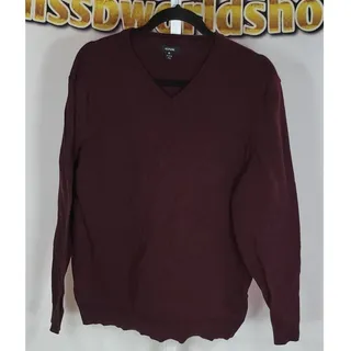 Photo of Men Alfani Wine Red Long Sleeve V Neck Sweater Size XL