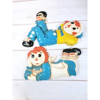 Photo of Raggedy Andy Raggedy Ann Wall Hanging Bobbs Merrill Vintage 1977 Set