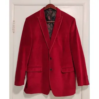 Photo of Van Heusen Studio Red Velvet Blazer Sport Coat Smoking Jacket Mens 44L floral
