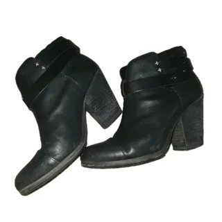 Photo of EUC Rag & Bone Harrow Ankle Booties Black Leather Western Moto Buckle Sz 39