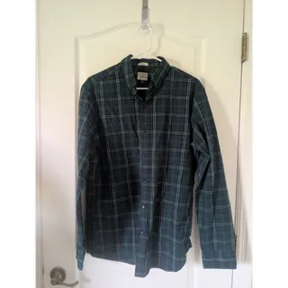Photo of J.Crew Shirt Men M Slim Fit Plaid Flannel Green Blue Button Down Long Sleeve