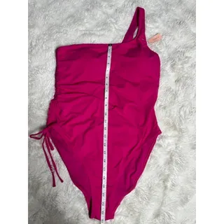 Photo of DOBREVA Womens XL Hot Pink One Shoulder One Piece Swimsuit Ruched Side NWT