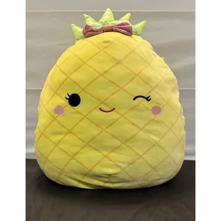 Photo of Squishmallows 16” Maui Pineapple Plush Winking Pink Bow Kellytoy Large Pillow