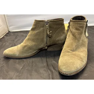 Photo of Aquatalia Finn Suede Weatherproof Zip Ankle Boots Brown Size 7 Italy Block Heel