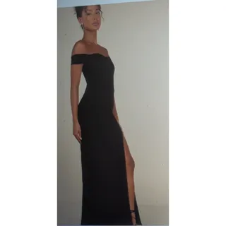 Photo of lulu Beyond Excellent Black Off-the-Shoulder Mermaid Maxi Dress - Large New