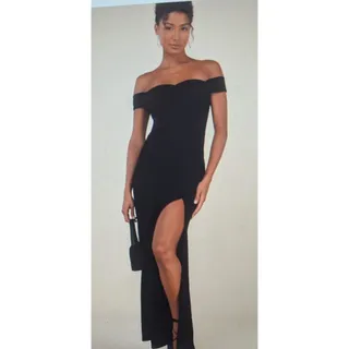 Photo of lulu Beyond Excellent Black Off-the-Shoulder Mermaid Maxi Dress - Large New