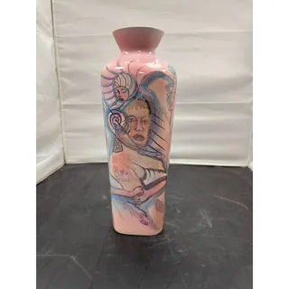 Photo of 1990 Harris-Cies Studio Pottery Vase 15" Rare Signed Nude Figural Art Memphis