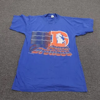 Photo of Vintage Denver Broncos Shirt Mens Large Blue NFL Football Competitor 90s