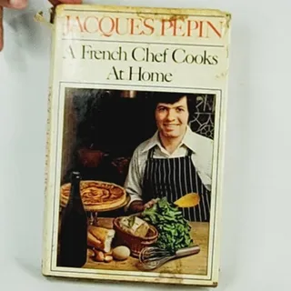 Photo of Jacques Pépin A French Chef Cooks at Home Signed 1975 Hardcover Cookbook