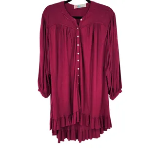 Photo of Free People Beach Button Front Tunic Mini Dress Oversized Coverup Size XS