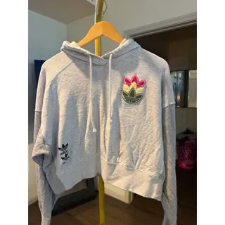Photo of adidas Originals Women's Logo Play Cropped Hoodie in light gray