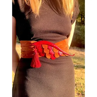 Photo of Vintage Helene Angeli Suede & Snake Skin Belt ~ Made in France