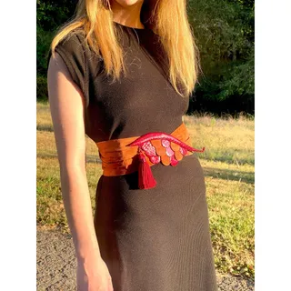Photo of Vintage Helene Angeli Suede & Snake Skin Belt ~ Made in France