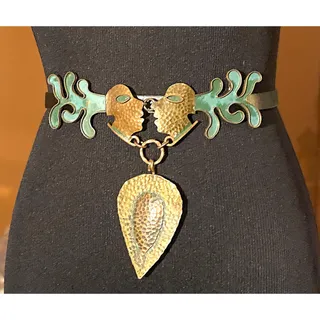 Photo of Casa Maya Kissing Belt Buckle ~ Handmade Hammered Copper w/ Verdigris