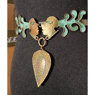 Photo of Casa Maya Kissing Belt Buckle ~ Handmade Hammered Copper w/ Verdigris