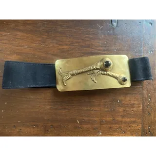 Photo of Hubert Harmon "Cyclopes" Brass and Onyx Belt