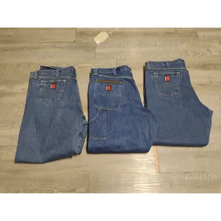 Photo of Wrangler RIGGS WORKWEAR Denim Blue Jeans Lot of 3 Pants Mens 42x30, 34