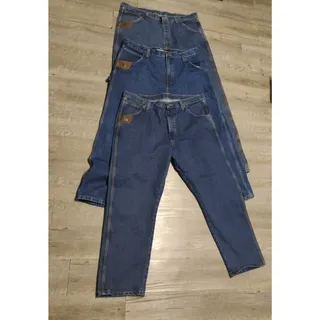 Photo of Wrangler RIGGS WORKWEAR Denim Blue Jeans Lot of 3 Pants Mens 42x30, 34