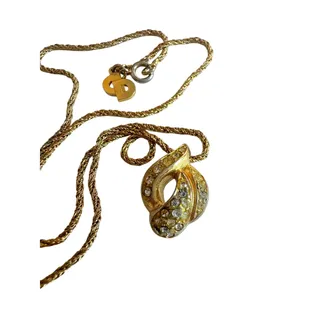Photo of Christian Dior Rhinestone Gold Plate Necklace 16"
