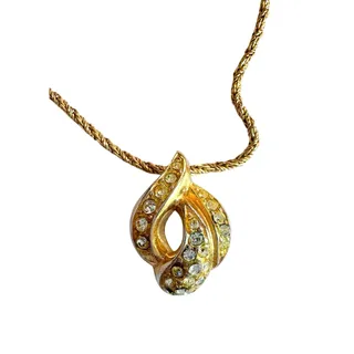 Photo of Christian Dior Rhinestone Gold Plate Necklace 16"